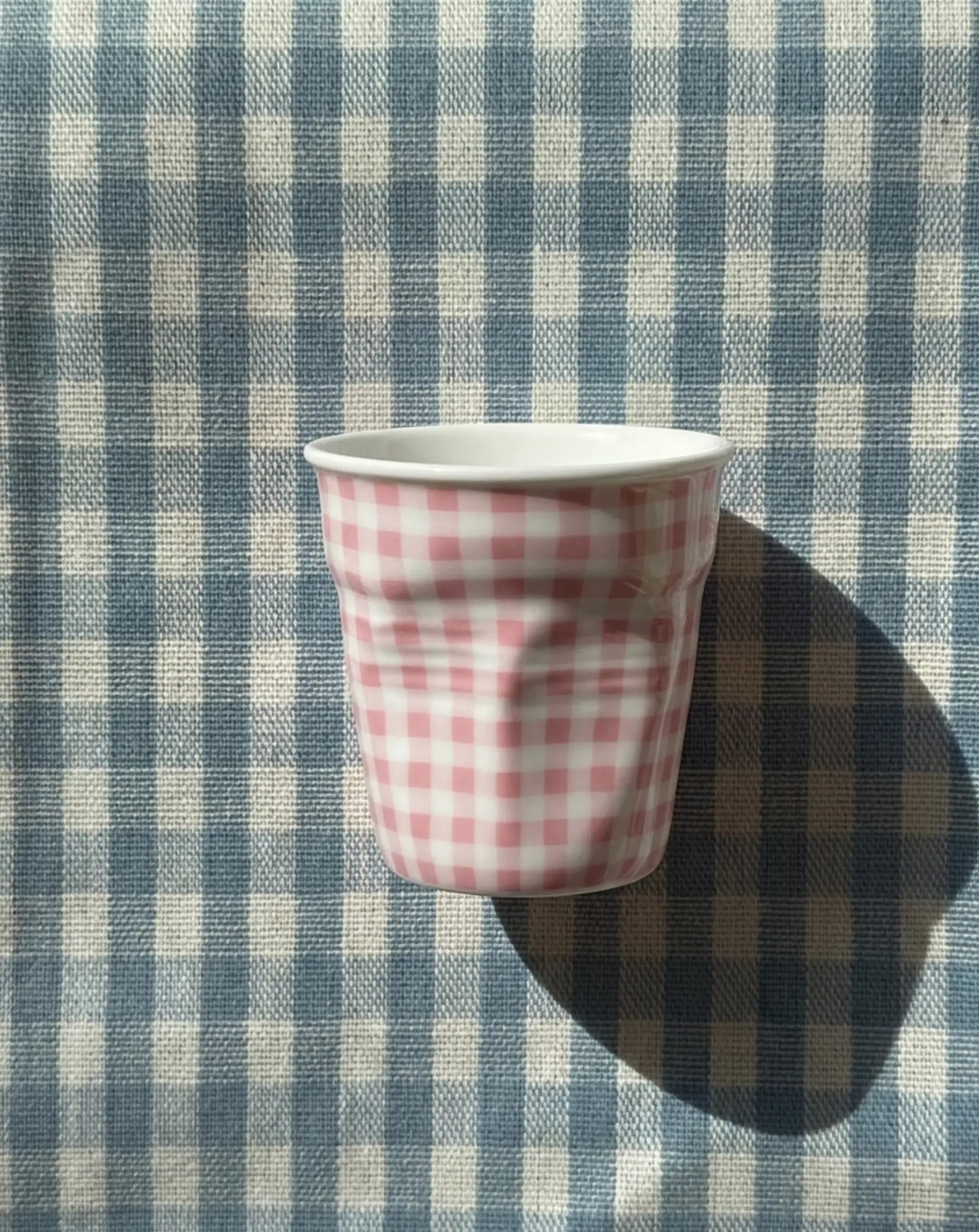 Coffret 2 gobelets Froissé Vichy rose