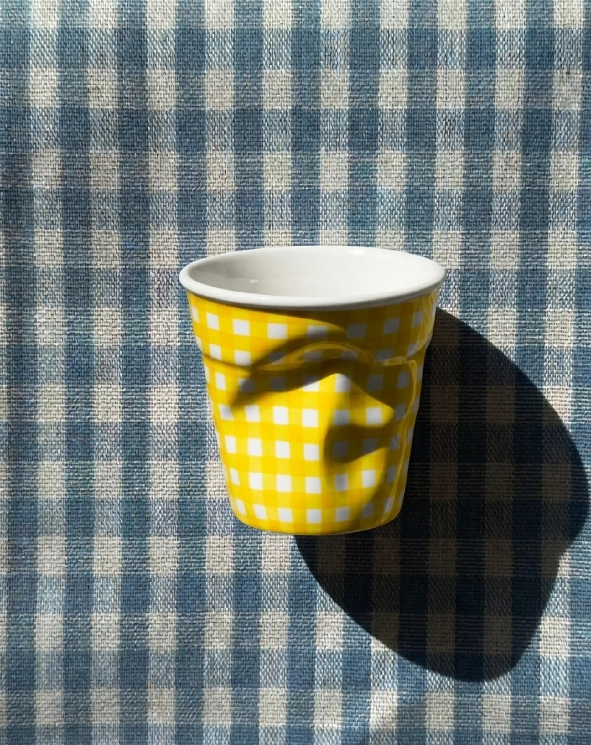 Coffret 2 gobelets Froissé Vichy jaune