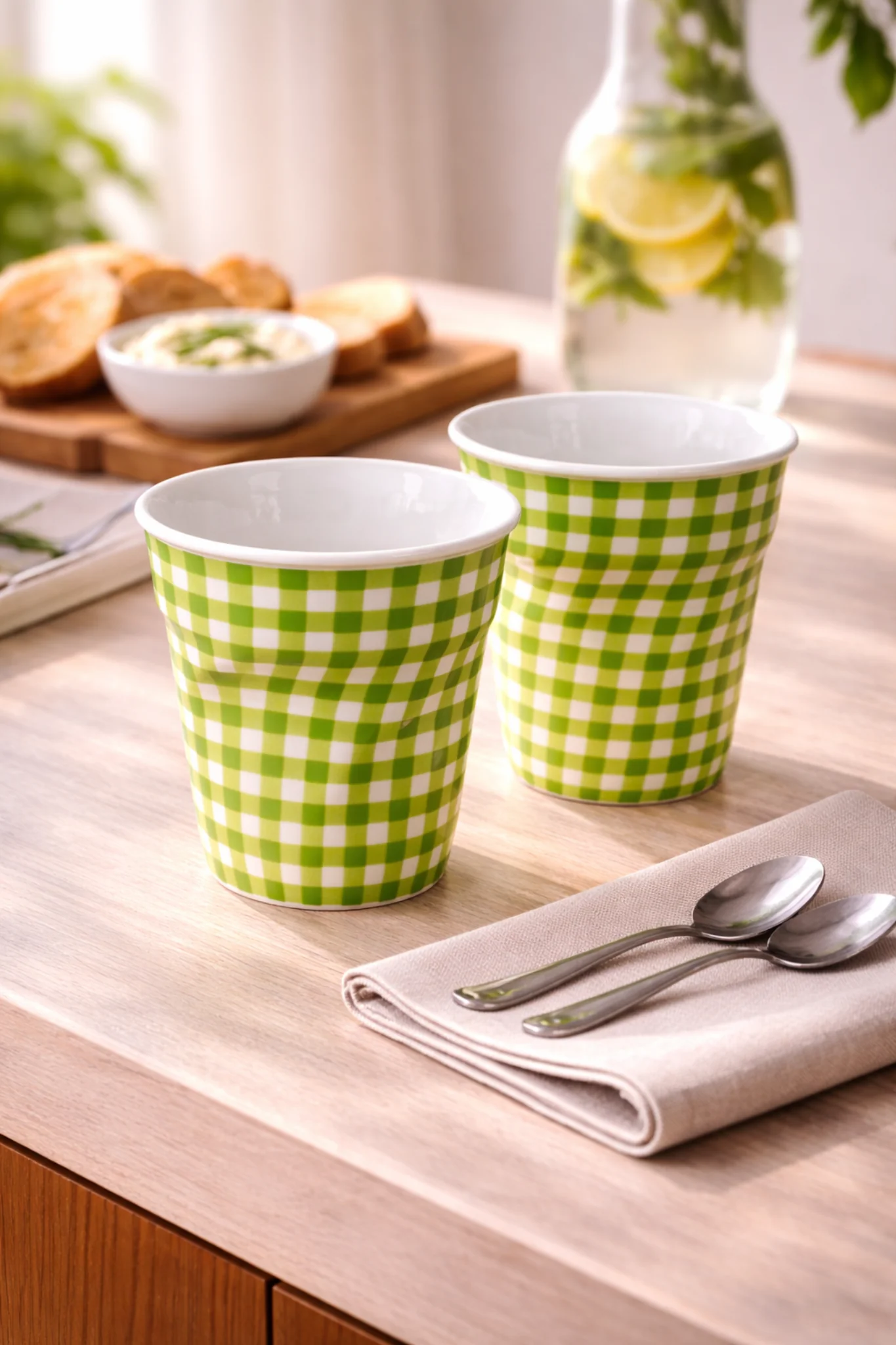 Set 2 Gobelets Vichy Vert