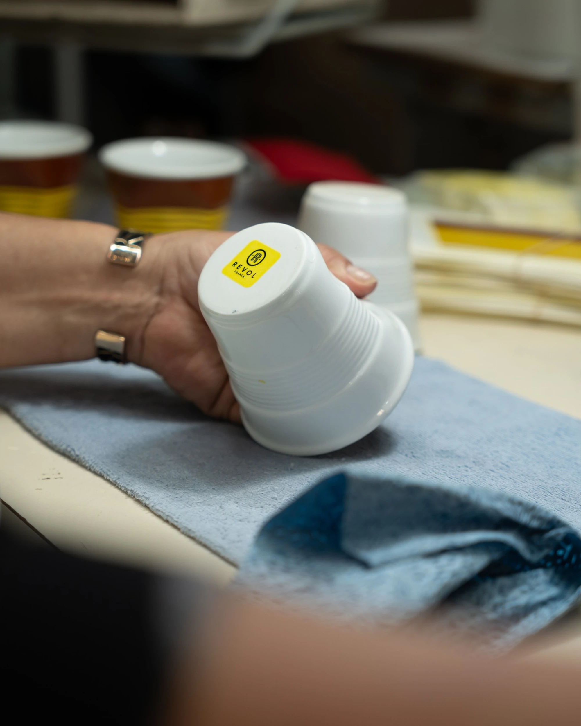 Coffret 2 gobelets Froissé Vichy jaune