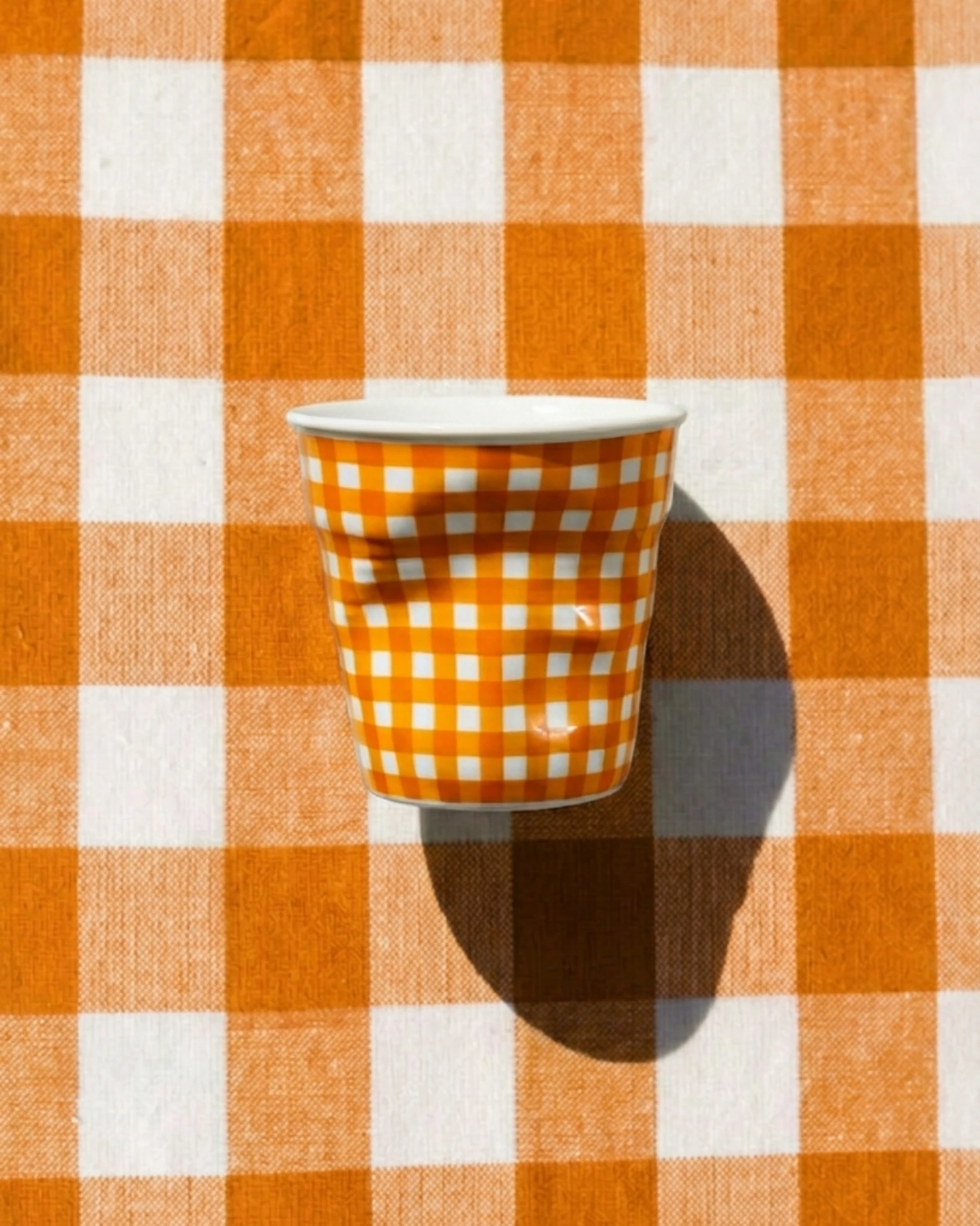 Coffret 2 gobelets Froissé Vichy orange