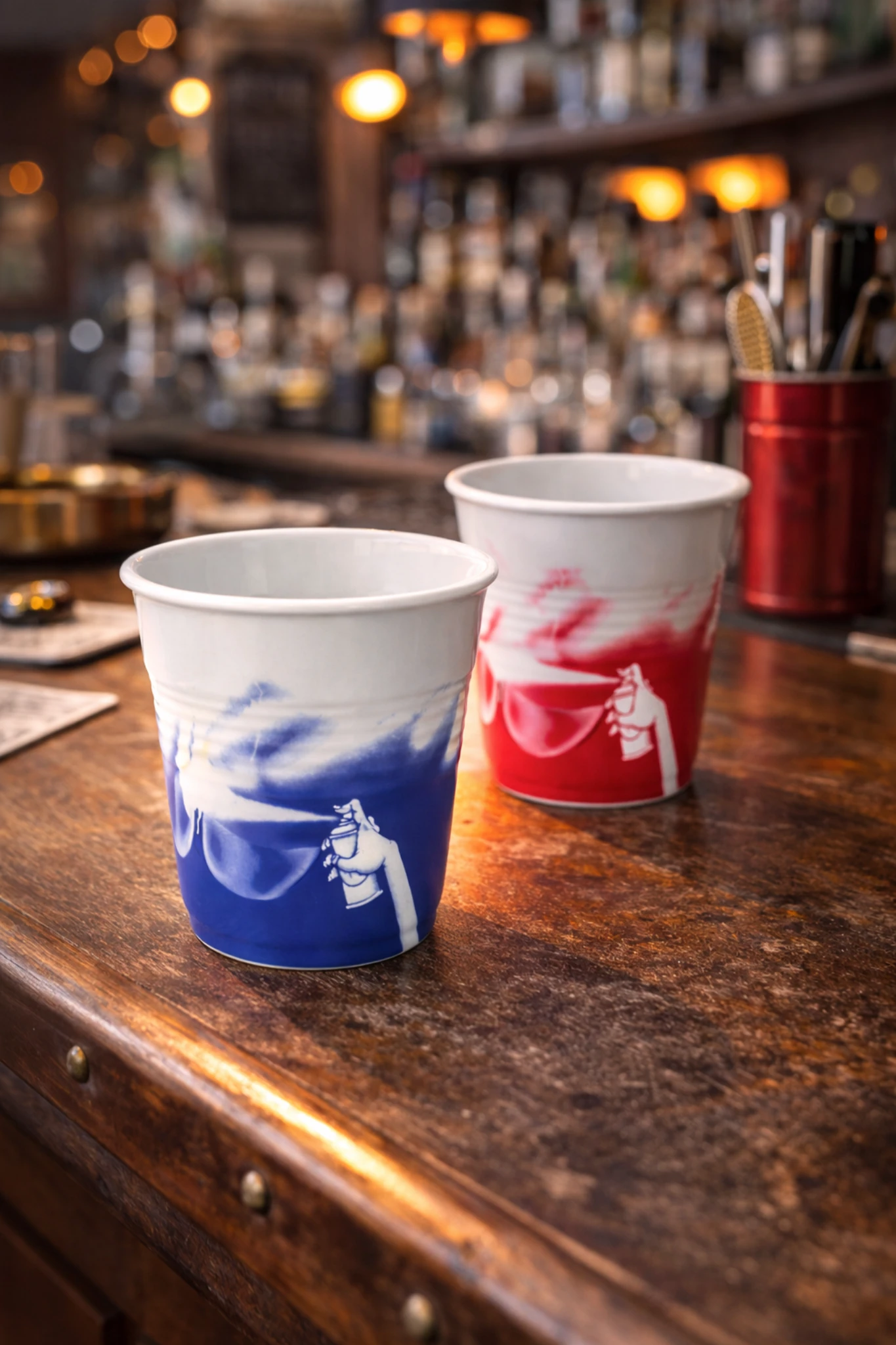Set of 2 Colorful Street Art Cups